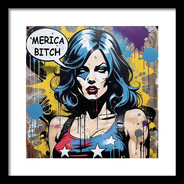 Merica Bitch - Framed Print