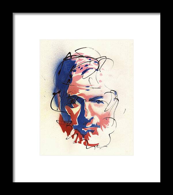 Portrait of Ernest Hemingway - Framed Print