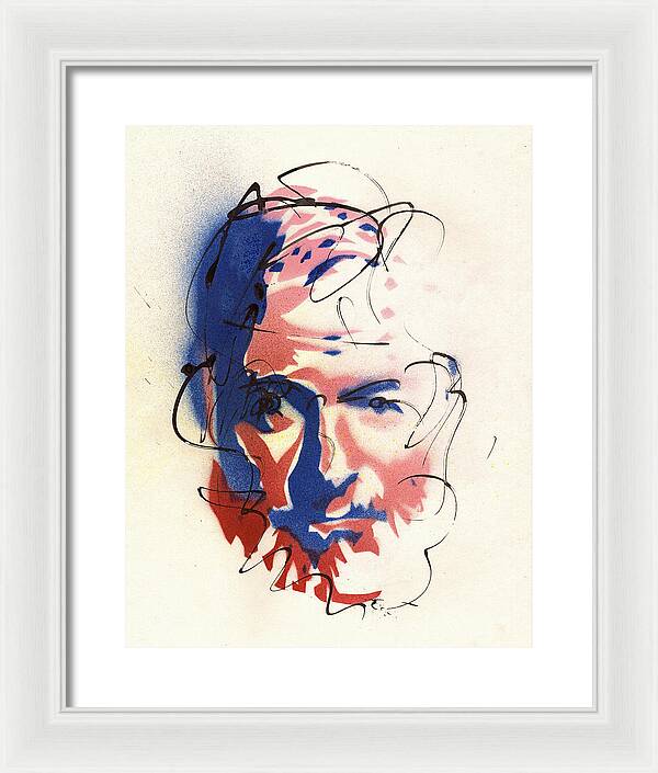 Portrait of Ernest Hemingway - Framed Print