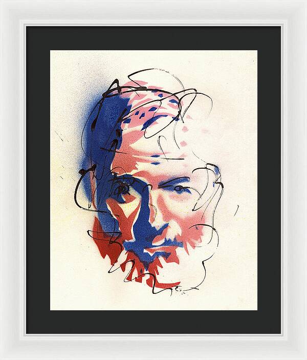 Portrait of Ernest Hemingway - Framed Print